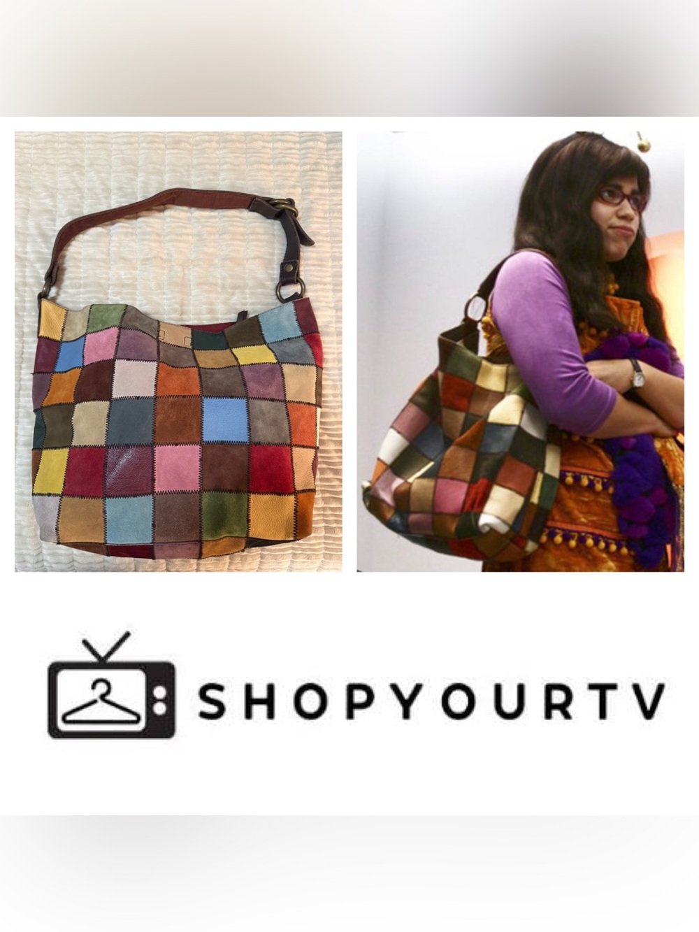 Rare Ugly Betty Y2K Lucky Brand Leather Suede Patchwork Hobo Bag - Seen on TV